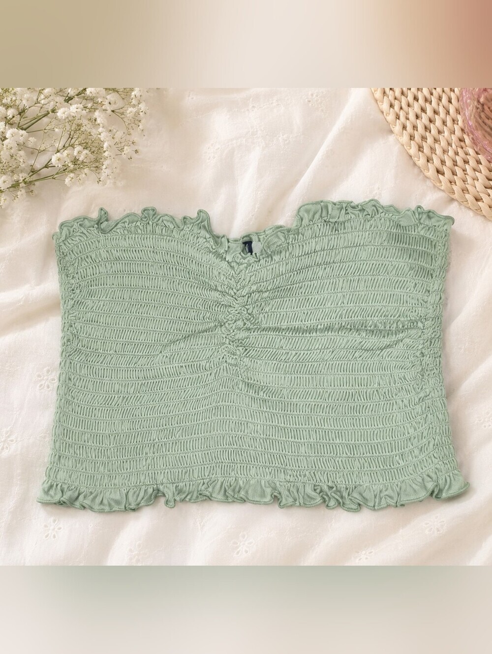 Rue21 Light Green Ruffled Crop Top - Medium - Picture 2 of 5